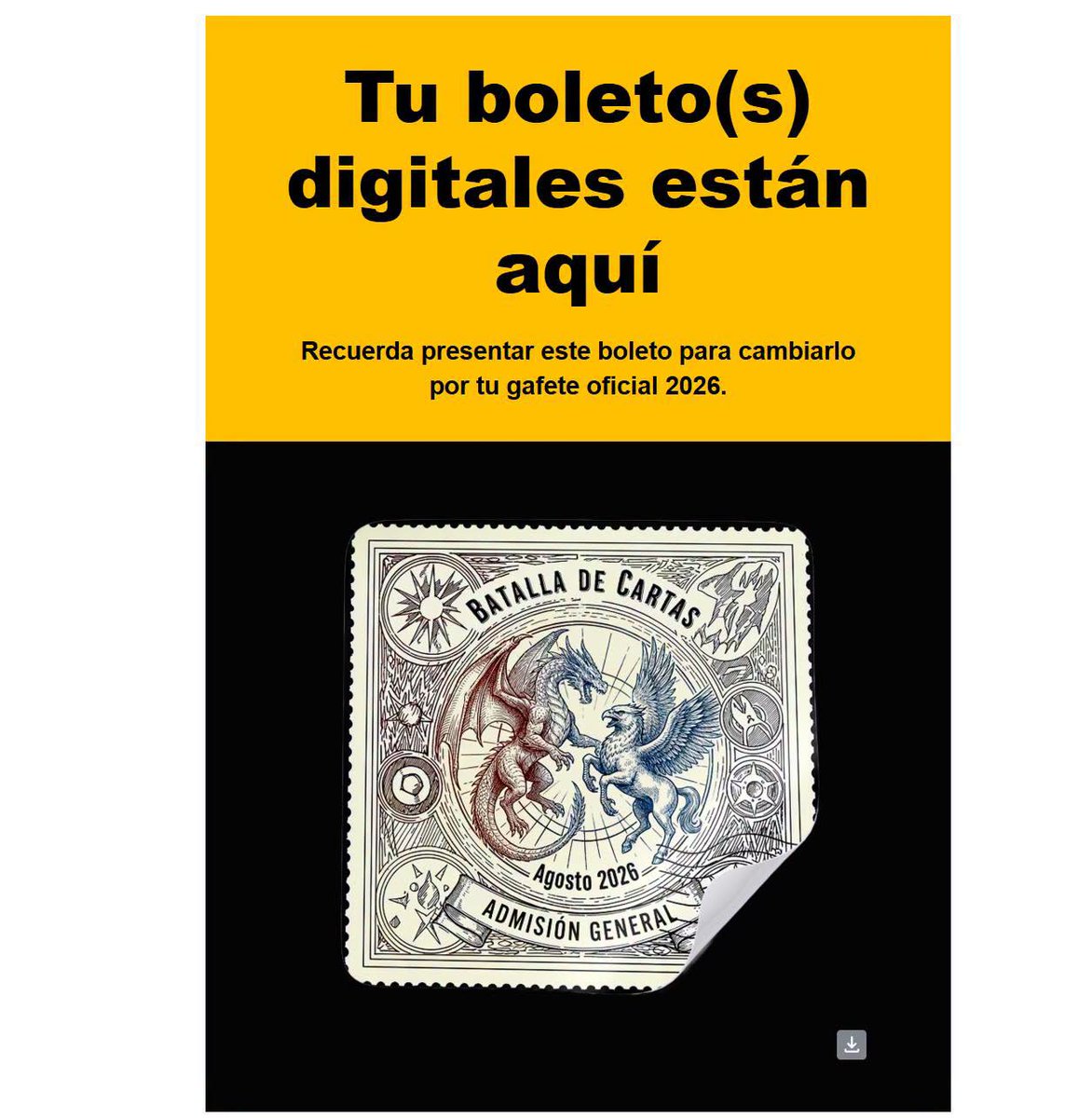 BatallaDeCartas's tweet photo. Los boletos digitales comenzaron a ser enviados, tenemos más de 800 entradas vendidas... y vamos revisando uno por uno.

¿Qué deben de hacer con su boleto digital?

- Los días del evento deben de presentarlo en la entrada principal para que se escaneen y se les entregue su gafete oficial 2026.

- Si estás inscrito al algún torneo recibirás tu pack de gafete, más los add-on que cada paquete tiene, ejemplo Pokémon tiene Booster Packs, Magic The Gathering igual.  Podemos confirmarles hoy que aquellos que se presenten para el torneo de MTG recibiran Booster Pack de The Hobbit!

Nada es automático, todo lo revisa el equipo y lo envía con calma.

Recuerden que tenemos:
Torneos, Venta de TCG, Intercambios, Meet & Greets, TCG Trading Show, Acceso a Gradeo, entre otras cosas más! El Mejor evento de TCG de México y del Norte del País.

Excelente día.
Equipo de Batalla de Cartas