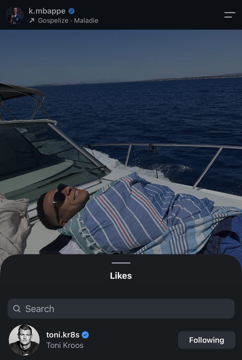 Kylian's tweet photo. Toni Kroos liked Kylian Mbappé’s recent IG post. 🥲🤍 https://t.co/E8RmqSvYbI