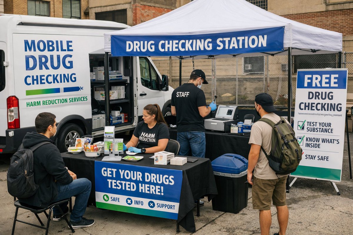 NoDecriminalize's tweet photo. Drug Checking Services Are Making Getting High ‘Feel’ Safer, Not Smarter 
#preventdontpromote #druguse #drugchecking 
The Seller Becomes an “Information Node”
One of the more revealing moves in recent harm reduction research is linguistic. https://t.co/ubMEFogi66) https://t.co/PzrinTDjyO