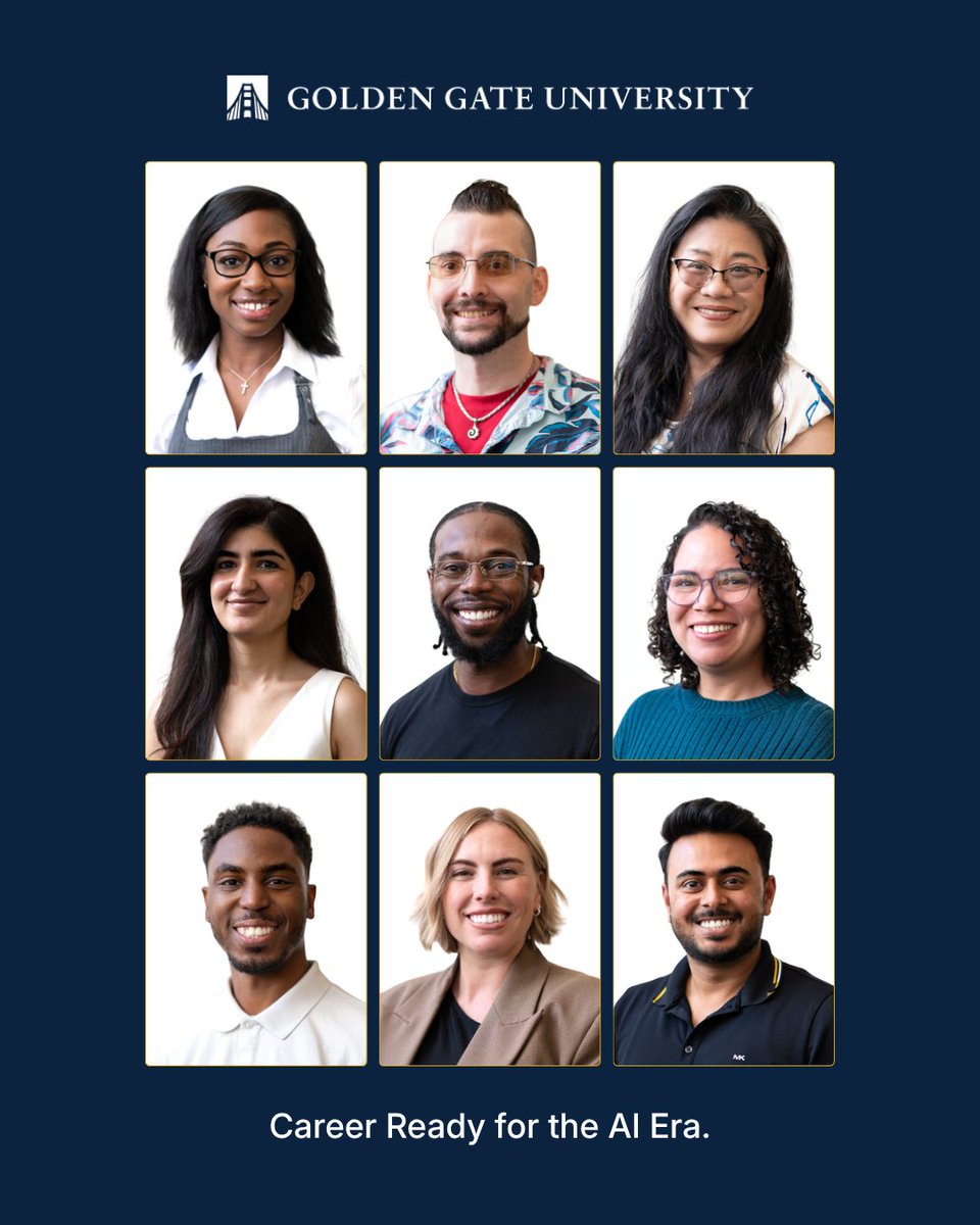 GGU's tweet photo. Every student comes to GGU with a career in mind.
Some are preparing to enter a new field. Others are building on years of experience. These are just a few of the people getting career ready at GGU.
#GGU #GoldenGateUniversity #CareerReady #GlobalEducation #CampusWeekend https://t.co/HZUGIuf3fZ