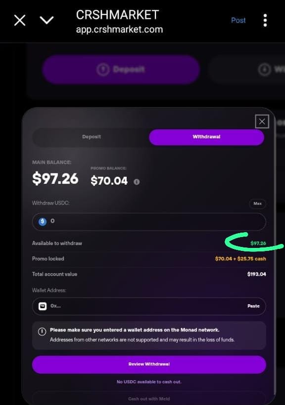 Dannyhel15's tweet photo. MY FIRST EVER WEB3 WIN🔥🔥🔥🔥

Few months ago, my brother @essentialsam01 onboarded me on Monad mainnet and I've been showing up in the best way I can. 

I've only used two apps:

> @Perpltrade
> @Crshmarket 

I fell in love with @CrshMarket so much that it became my home. Honestly, I'm a super fan of livestreams because i so much love watching Peller's live on TikTok, so Crshmarket became my favorite.

> Started participating in all the campaigns
> Joined all livestreams
> Joined all discord calls
> Make the discord a fun place to be with the help of my bosses @Adedayoweb3 and @Ovbean.
> Wager with the promo i was getting

Today, i withdrew $90+ out of $190+ that i have on my @CrshMarket balance.

It is not much, but it is honest work and I am so happy because it is my first ever web3 win.

Started with $0, and currently worth 3figs😁. I'm sure my 4figs, 5figs, 6figs, 7figs wins are coming soon🔥🔥

Thanks to all Crshmarket team
This is only possible on Crshmarket btw😁