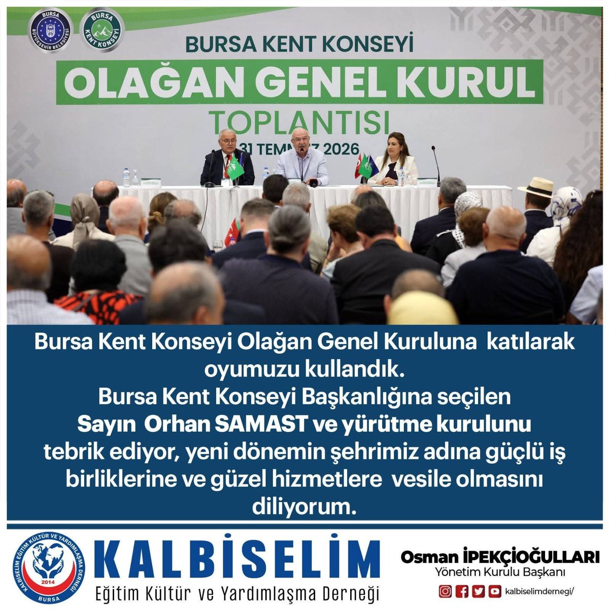 Kalbiselim16's tweet photo. KIYMETLİ BAŞKANIMIZI VE YÖNETİMİNI TEBRIK EDİYORUM . HAYIRLARA VESILE OLSUN
@orhansamast 
@BursaKentKonsey 
@bursabuyuksehir https://t.co/M5ZaTum2jZ