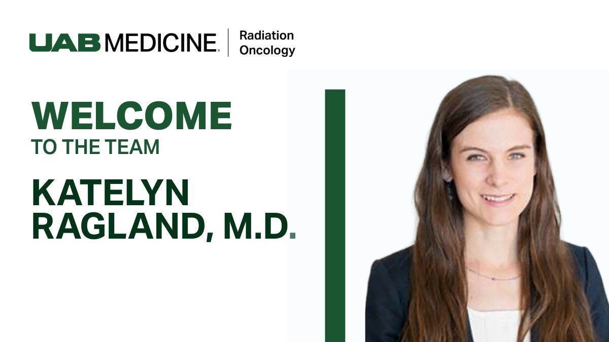 UABradonc's tweet photo. Welcome to the @UABHeersink Department of Radiation Oncology, Katelyn Ragland, M.D.! 

Dr. Ragland joined the department on Aug. 1, and we're excited to have her on our team. 

Welcome, Dr. Ragland! https://t.co/qYfuIjvosl