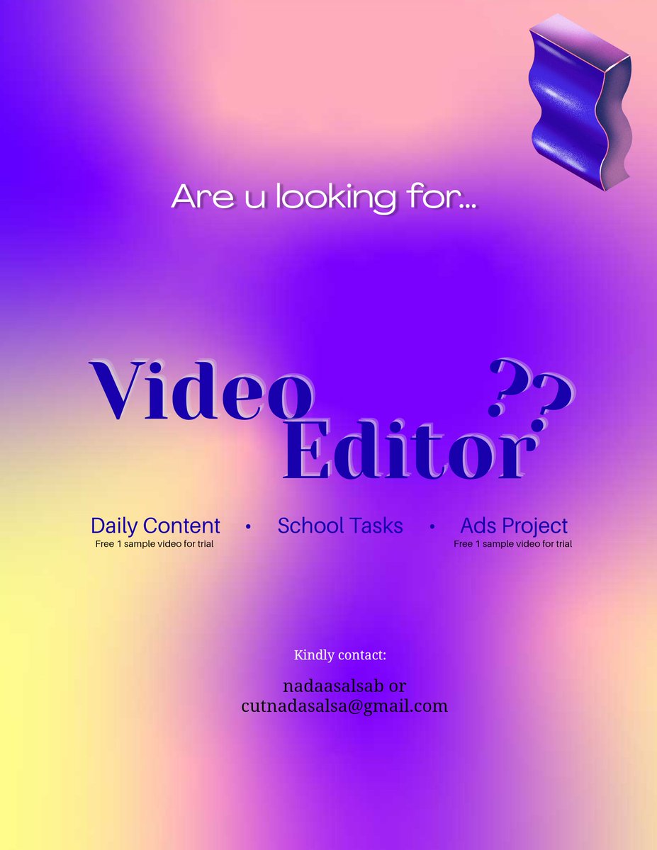 slsbrwr's tweet photo. GUYS!! ayo ayo yang lagi butuh video editor untuk daily content, tugas sekolah, tugas kampus, and ads project bisa DM aku untuk further information dan pl nya. Free 1 sample video (khusus daily content &amp; ads project) hihi 😆
#VideoEditor #VideoEditing #ContentCreator https://t.co/YkjE7pNesK