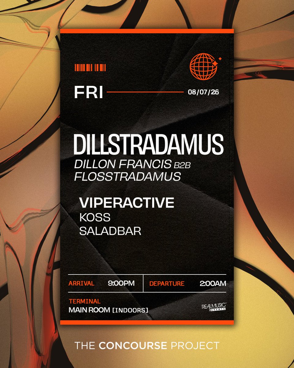 concourseproj's tweet photo. THE WORLD GRAND CHAMPIONSHIP COMES TO ATX THIS FRIDAY 🏀 DILLSTRADAMUS AKA @DillonFrancis  b2b @FLOSSTRADAMUS  are taking over with a stacked lineup ft. @Viperactive plus ATX's own Koss, and SaladBar on support 🔥

TIER 2 TICKETS ARE ALMOST GONE – secure yours at https://t.co/ikVvEFv7aE before prices increase!