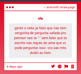 AxiFreak's tweet photo. pior que gosto das perguntas mais safadinhas.
é legal ver as reaçoes dos palhaço.

prefiro as perguntas safadas do que as peguntas vergonhosas. https://t.co/dbXRX6V2Iw