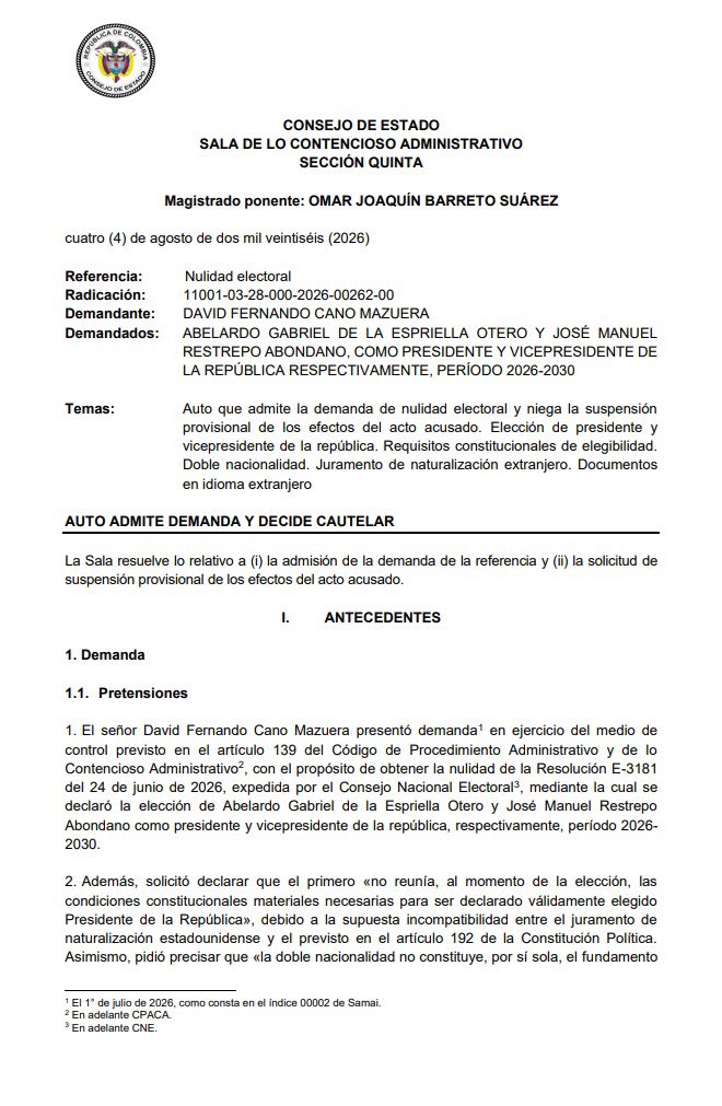 MoisesNinco_'s tweet photo. Son dos las nuevas demandas de nulidad electoral admitidas por el Consejo de Estado sobre la elección del ilegítimo. 

Por más que los abelardistas sigan descalificando con insultos la defensa ciudadana del voto se trata de una realidad política y jurídica. https://t.co/LTpgzFMokt