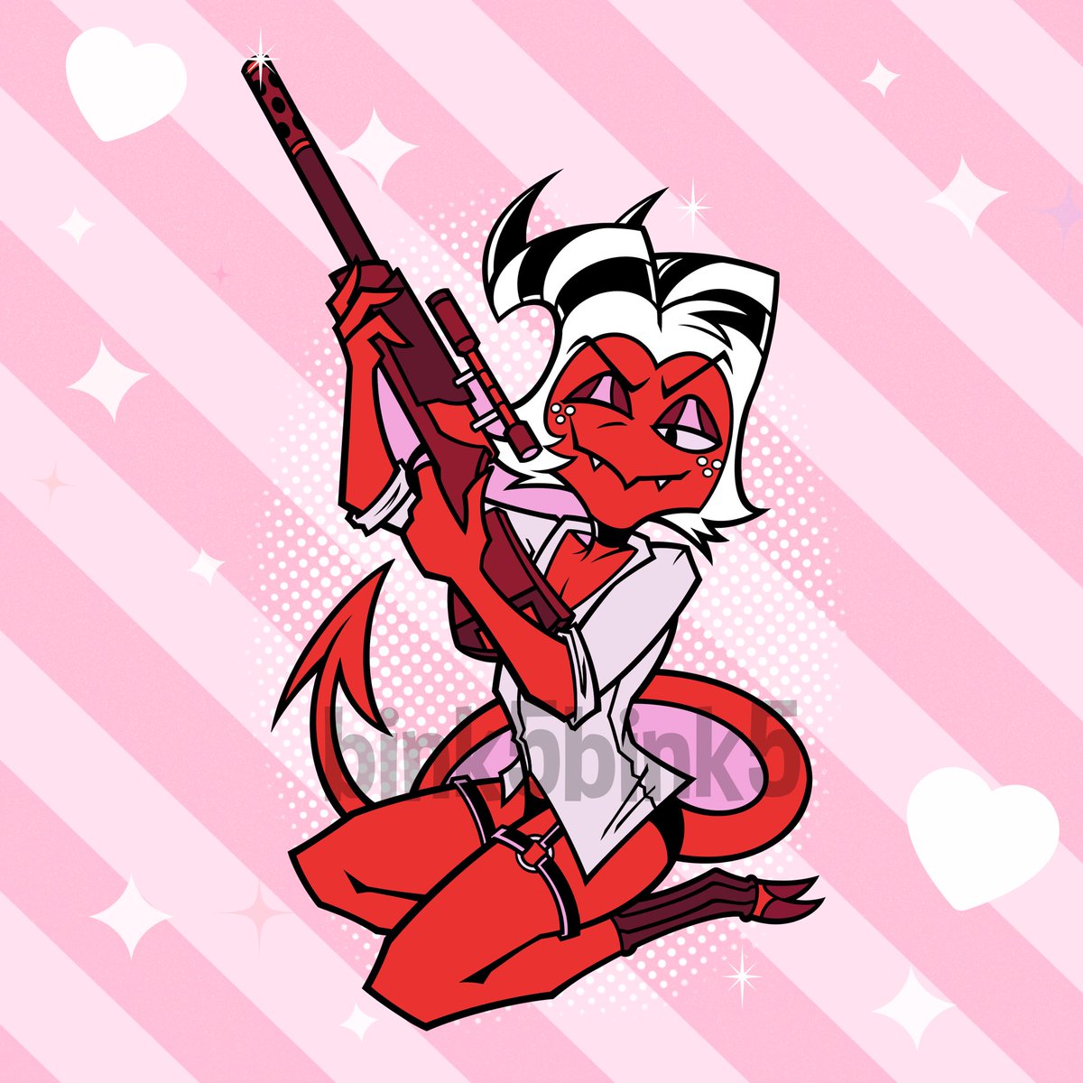 bink55bink's tweet photo. Moxxie is showing off for the Sins &amp; Pin Ups collection ❤️
The launch page for my next Kickstarter is live! Check pinned for a 🔗

❤️

#helluvaboss #HelluvaBoss‌fanart #kickstarter https://t.co/a0F6jPQ8Ku