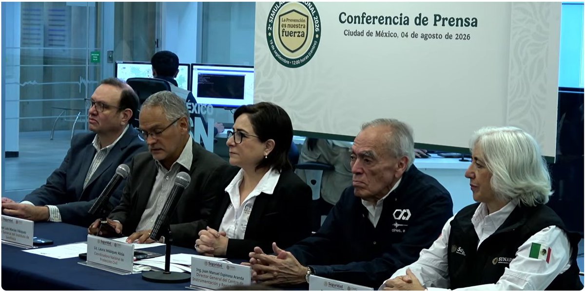 CenapredMexico's tweet photo. Desde las instalaciones del Servicio Sismológico Nacional, la Coordinación Nacional de Protección Civil convocó a participar en el próximo 🦺 #SegundoSimulacroNacional2026. 

Para más información, consulta:
👉 https://t.co/ADdRIlcBHe https://t.co/AKQtyWfUBs