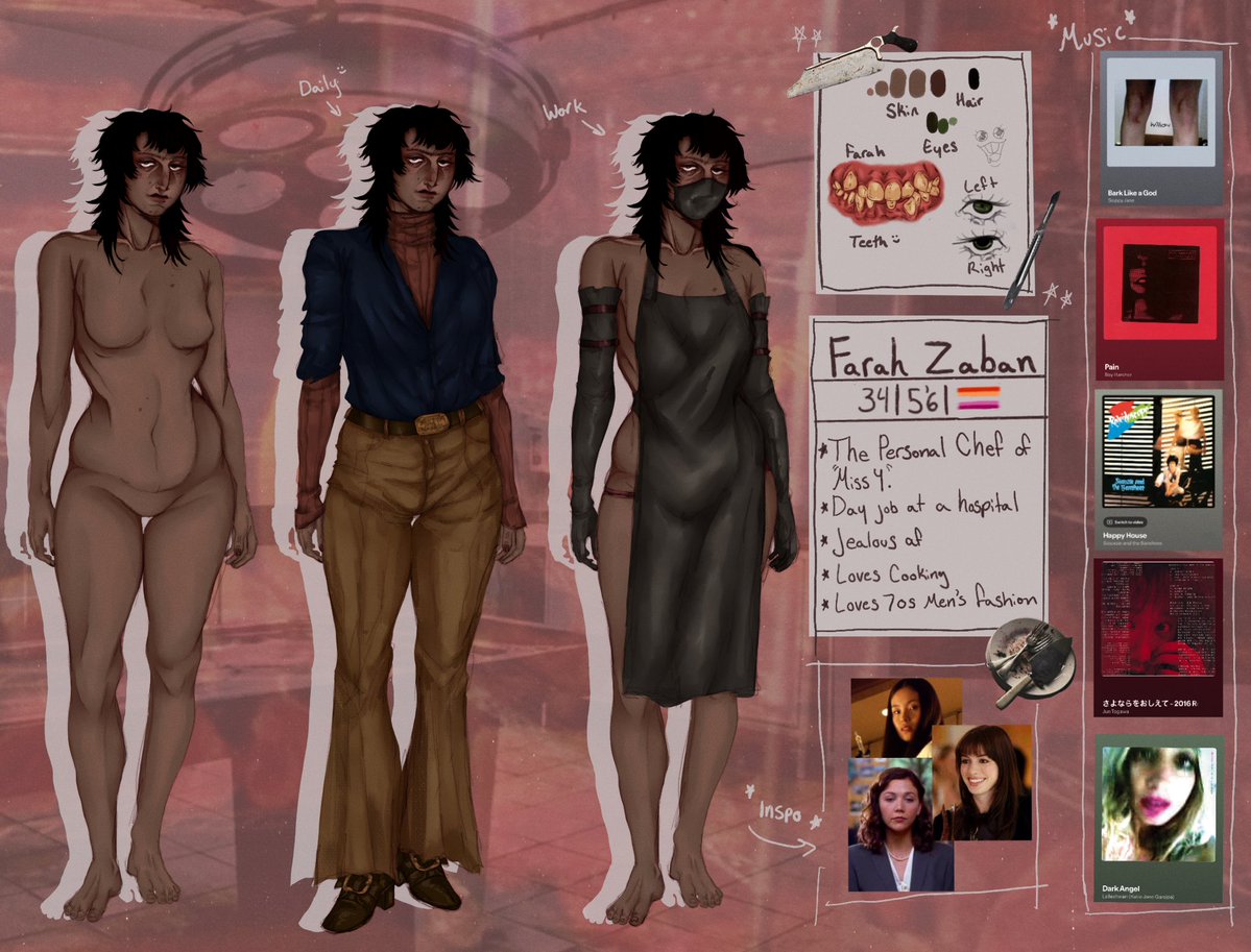 StygianMagpie's tweet photo. Farah Zaban works part time in Hazardous Waste Management but full time for the allusive Miss Y, who she’s very “close” with. Talkative and goofy on the outside on the inside she’s a deeply jealous and possessive woman with a fascination with flesh and teeth.

#horroroc https://t.co/Lydu9e0CYR