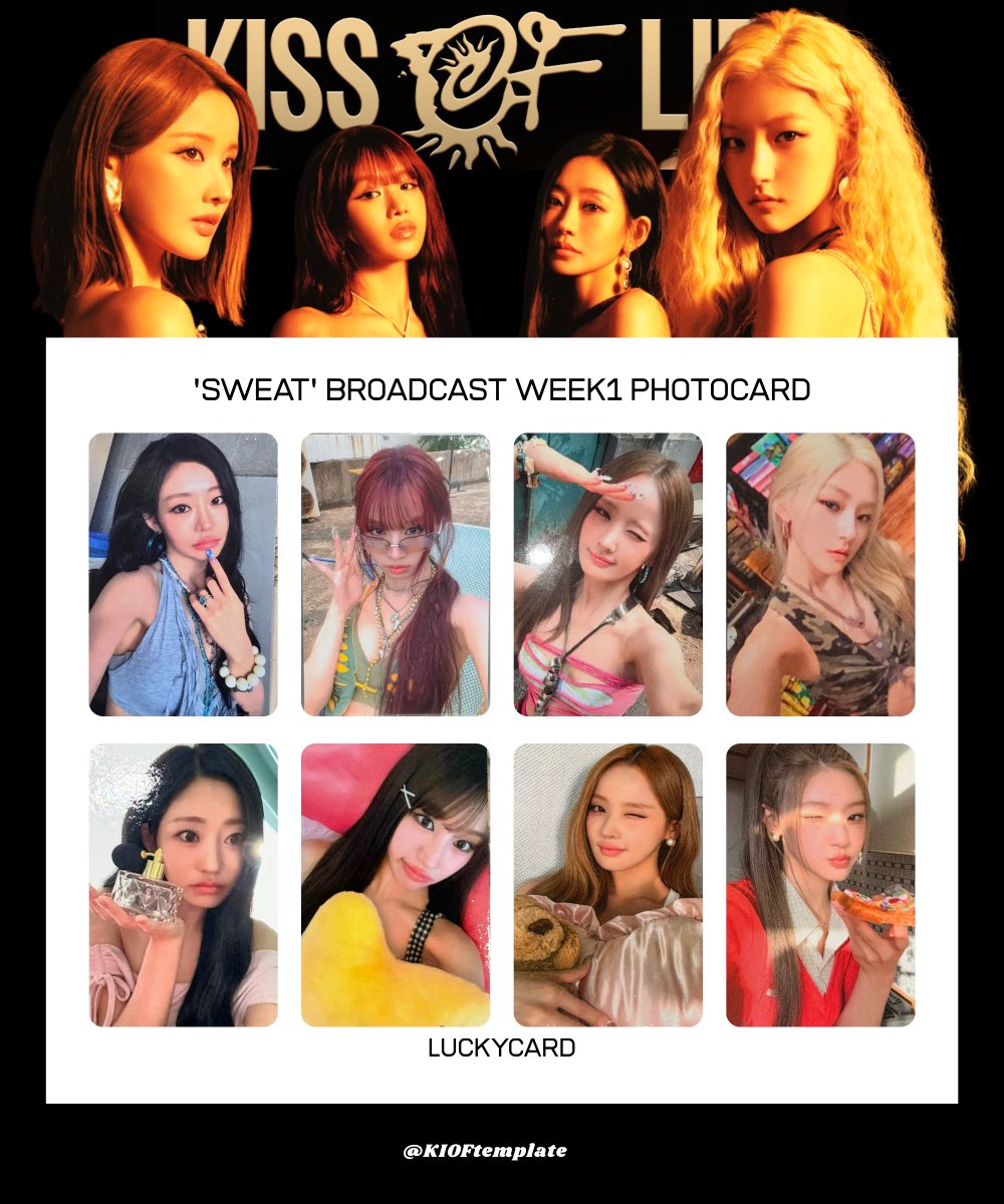 KIOFtemplate's tweet photo. ❤️‍🔥KISS OF LIFE❤️‍🔥
3rd Single Album [SWEAT] 
>broadcast week1 photocard

KISSOFLIFE キオプ templates template pc 키스오브라이프 키오프 포카 JULIE NATTY BELLE HANEUL トレカ 一覧 KIOF LUCKY CARD
#KISSOFLIFE #키스오브라이프
#KIOFtemplate #SWEAT https://t.co/ngUMSODx4f