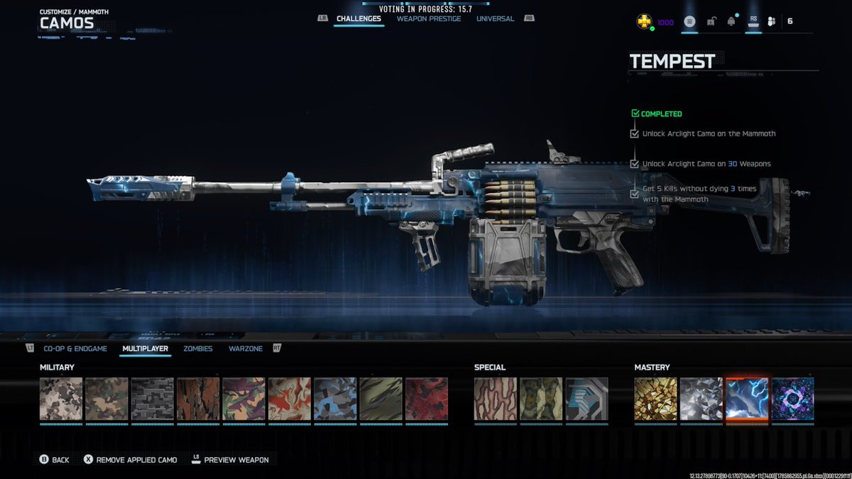 viper_Sway's tweet photo. Mammoth LMG Shattered Gold ✅
Mammoth LMG Arclight ✅
Mammoth LMG Tempest ✅
Weapon Prestige 1✅

@SwayGG @GFuelEnergy @SoarDogg @KontrolFreek @GetWetSports 

#GetWet #GamingContentCreator #Swayfam https://t.co/TlRTImZgNu