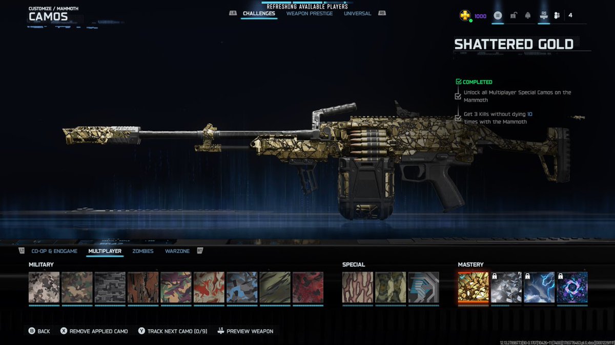 viper_Sway's tweet photo. Mammoth LMG Shattered Gold ✅
Mammoth LMG Arclight ✅
Mammoth LMG Tempest ✅
Weapon Prestige 1✅

@SwayGG @GFuelEnergy @SoarDogg @KontrolFreek @GetWetSports 

#GetWet #GamingContentCreator #Swayfam https://t.co/TlRTImZgNu
