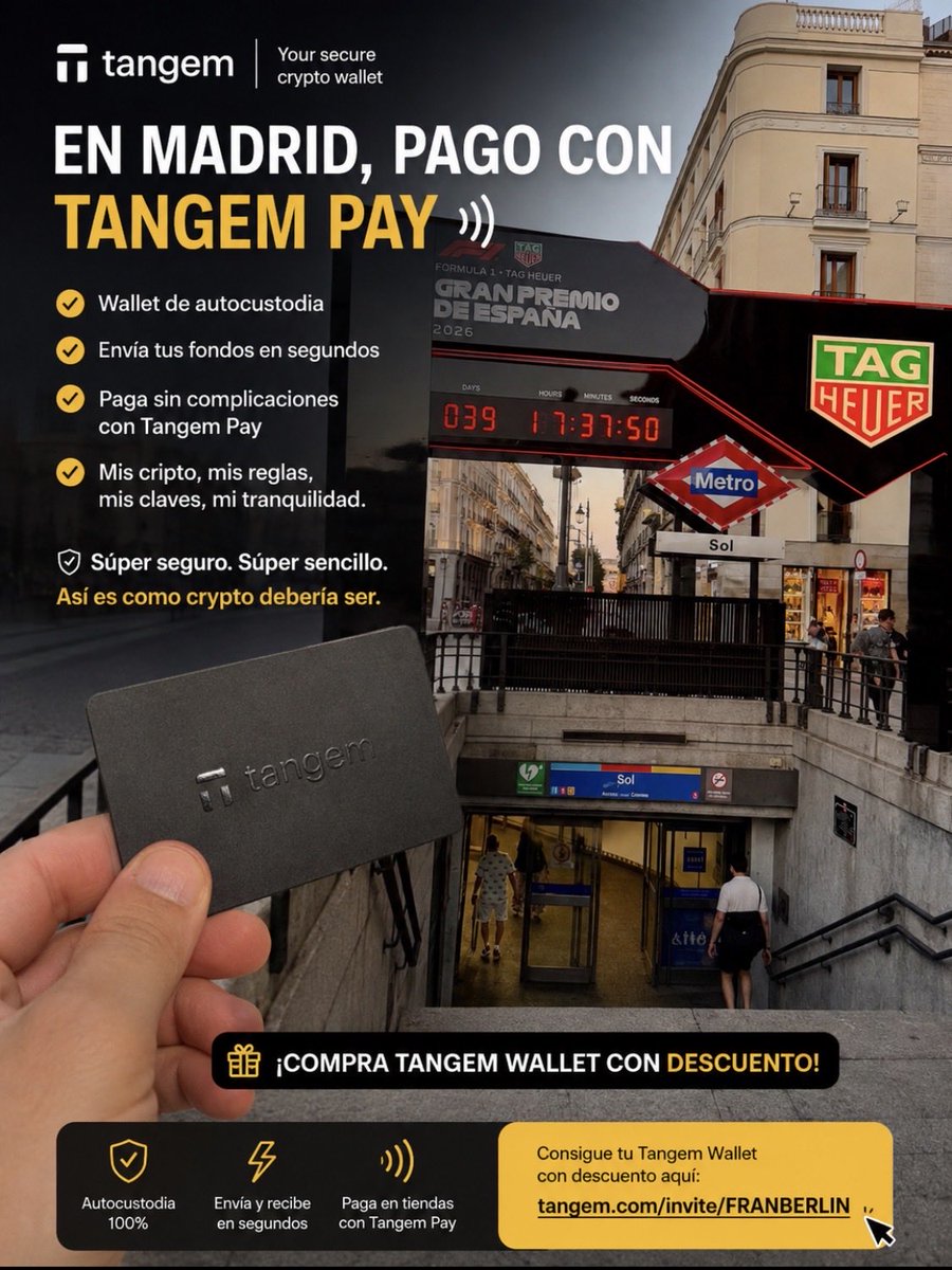 InstitutoBlock's tweet photo. 🇪🇸 En Madrid uso #TangemPay todos los días. Mantengo mis criptos en una #Tangem Wallet de autocustodia, envío fondos en segundos y pago de forma fácil y segura. 🔐💳
Tú controlas tus claves. Tú controlas tu dinero.
🎁 https://t.co/lAp2j3huzO
#Bitcoin #Crypto #SelfCustody #BTC https://t.co/gd8NVsuPi5