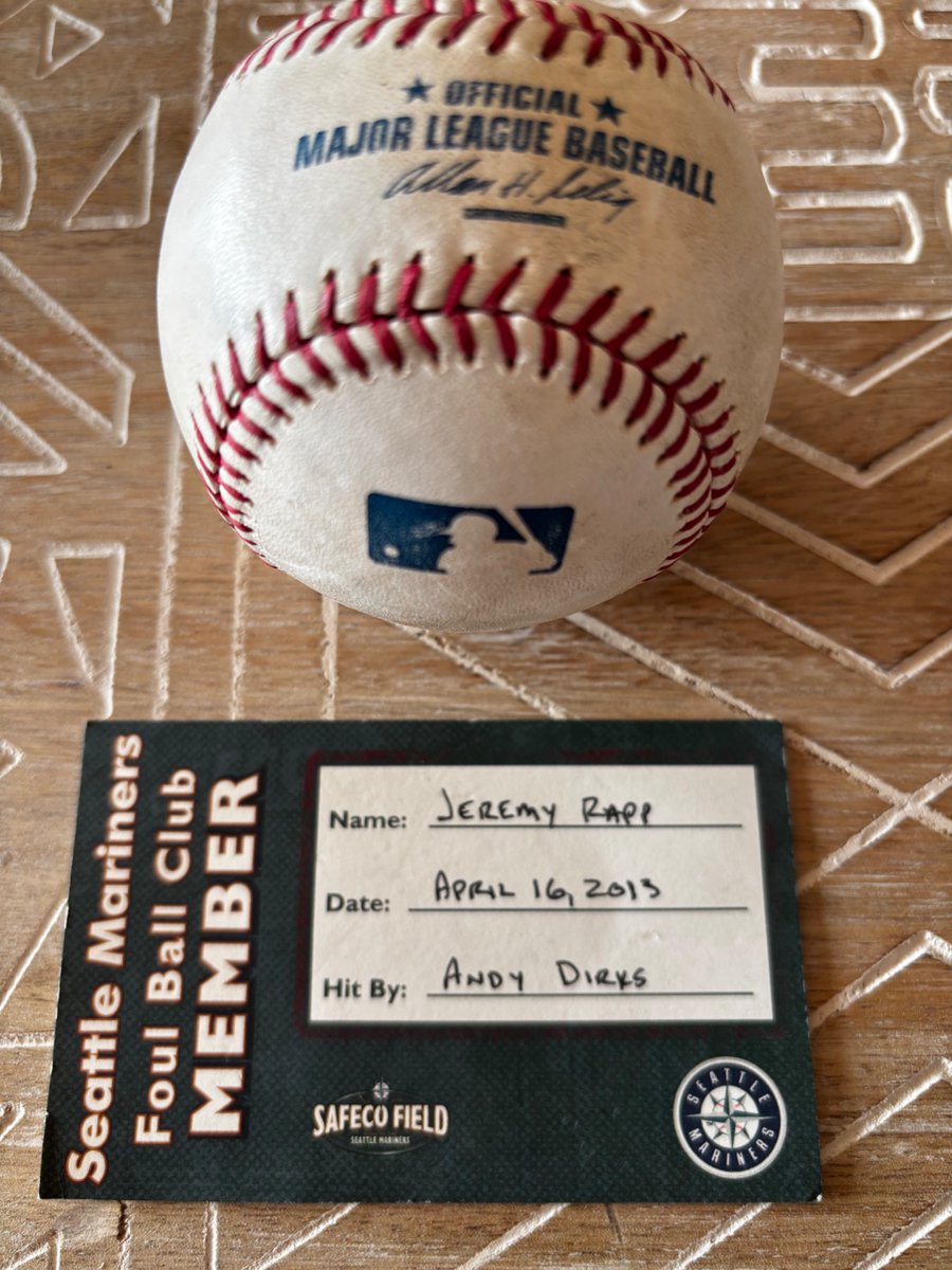 rappj2's tweet photo. @andydirks12  @daniellabruce_  @jasonbenetti 13 years ago I caught this ball off the bat of Andy Dirks at a Tigers Mariners game in Seattle. I’m back in Seattle tonight to watch @tigers  play @Mariners  and the brought the ball with me in the hopes that Andy would sign it for me! https://t.co/AHMfOAg5PG