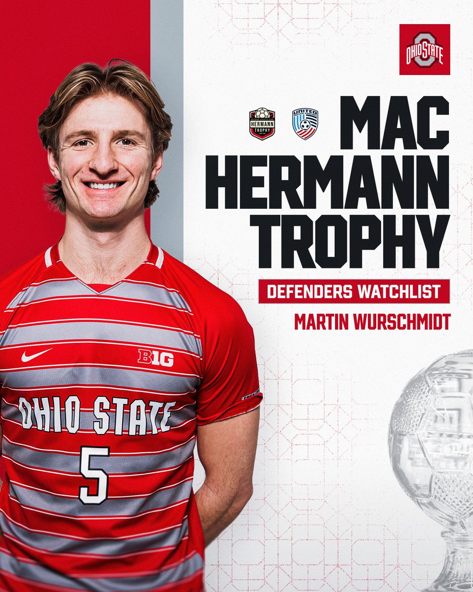 OhioStateMSOC's tweet photo. Congrats to Buckeye Martin Wurschmidt, who was named to the 2026 United Soccer Coaches MAC Hermann Trophy Defenders to Watch List. #GoBucks https://t.co/htThwe9rPG