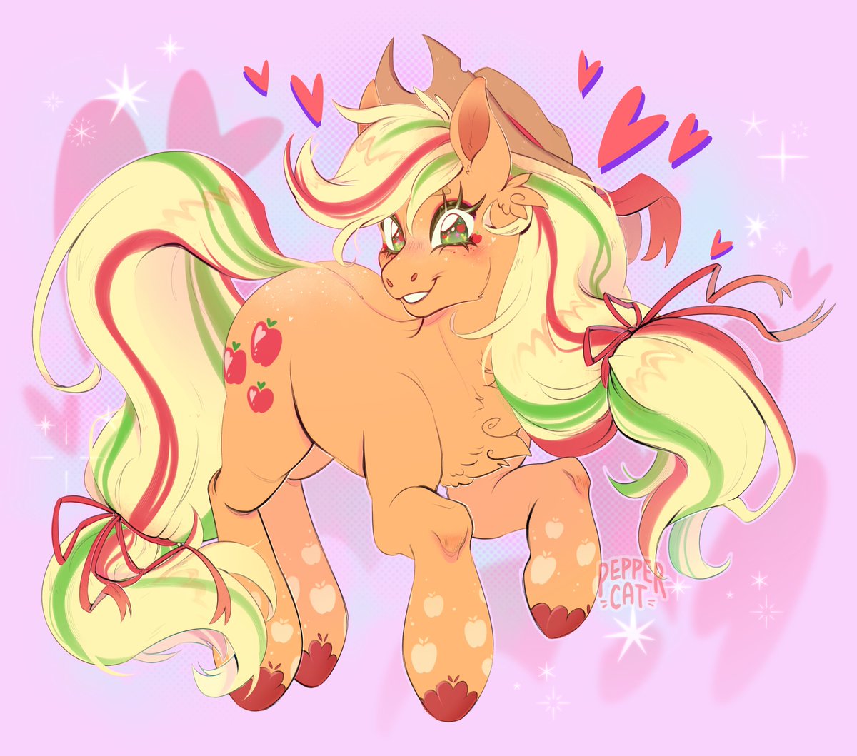 P3pperCat's tweet photo. I was sad when I saw there is no new Applejack so I drew my own design for #mlpg6 🍎💖

She BETTER be in the main friend group later on or I will be sad forever
-
#mylittlepony #applejack https://t.co/EaBGM2Q8ZD