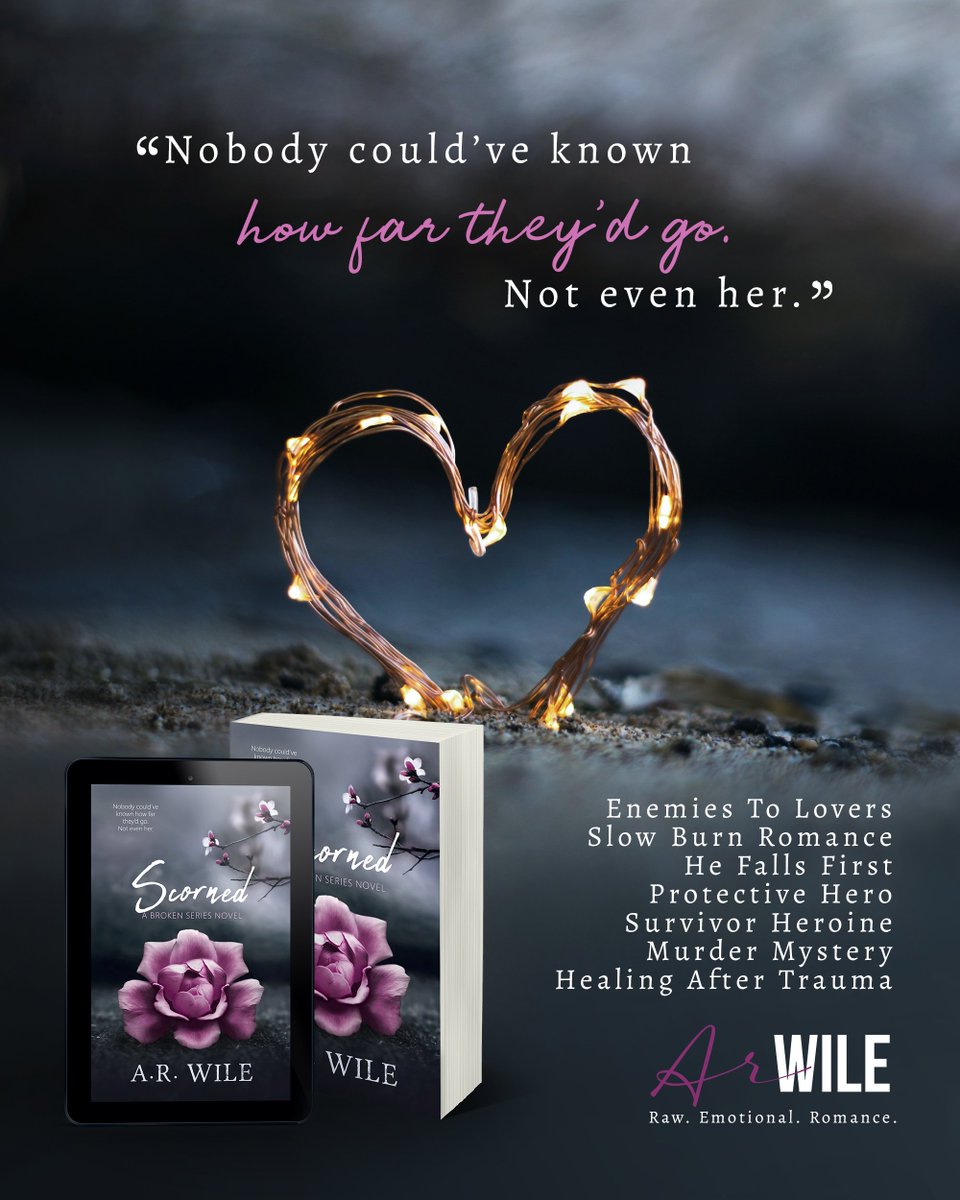 arwile_author's tweet photo. Nobody could've known how far they'd go. Not even her.

📚 SCORNED is a romantic suspense featuring:
• Enemies to lovers
• Slow burn
• Protective hero
• Survivor heroine
• Murder mystery
Read now 👉 https://t.co/3FOzdy3vcM
#RomanticSuspense #DarkRomance #BookTwt https://t.co/GtxBG6DEUP