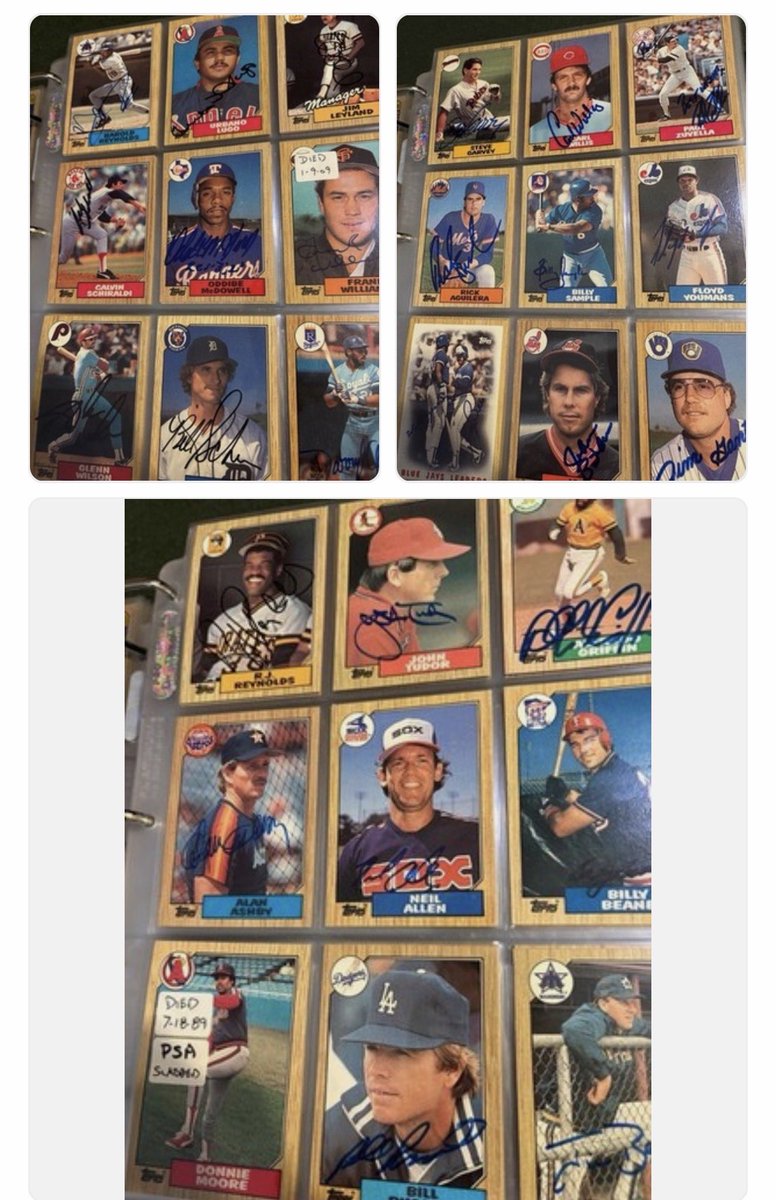 darrenrovell's tweet photo. Remarkable: A man, over two decades, got all 792 cards in Topps’ 1987 set signed — including every player on every checklist. 

Favorite auto? Tim Pyznarski, a Future Star who played in only 15 games. 

He sold the set last night on eBay. https://t.co/Hge3ihu8FD