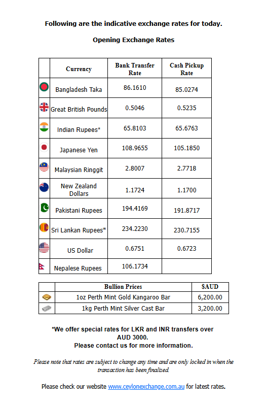 CeylonExchange's tweet photo. INDICATIVE Daily Exchange Rates For 5th of August 2026 https://t.co/DFPPnhJ52X