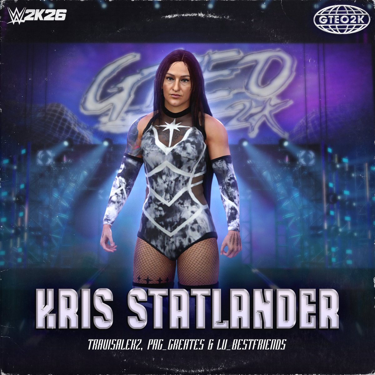 travisalekz's tweet photo. Just Uploaded our version of #aew's Kris Statlander for #wwe2k26 as part of the @gteo2k project.

It's a collab with @PAC_Creates 
Moveset by @LU_BestFriends 
Card by @henry_finch 

Tags are travisa, paccreates, gteo2kaew https://t.co/hNYVHBfSqJ