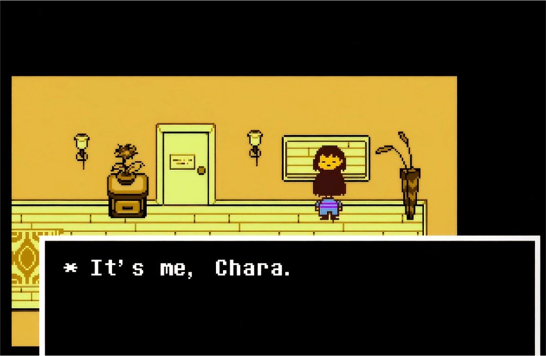 CepixLCP's tweet photo. TIENEN QUE SABERLO

Tal parece que el nombre verdadero es “Chara”, y si empiezas tu partida haciendo una ruta “No Mercy”, Flowey te llama por ese mismo nombre 

Y si… no nombramos al humano que controlamos, si no a alguien más? https://t.co/hby9U1TXao