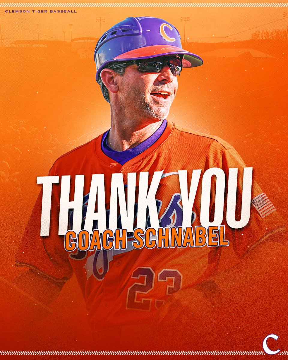ClemsonBaseball's tweet photo. Thank you, @nischnab, for your dedication &amp; long hours serving our program. Wishing you the best during your next chapter! #ClemsonFamily

https://t.co/DCT0eHOgIA https://t.co/W8aJsB8zsa
