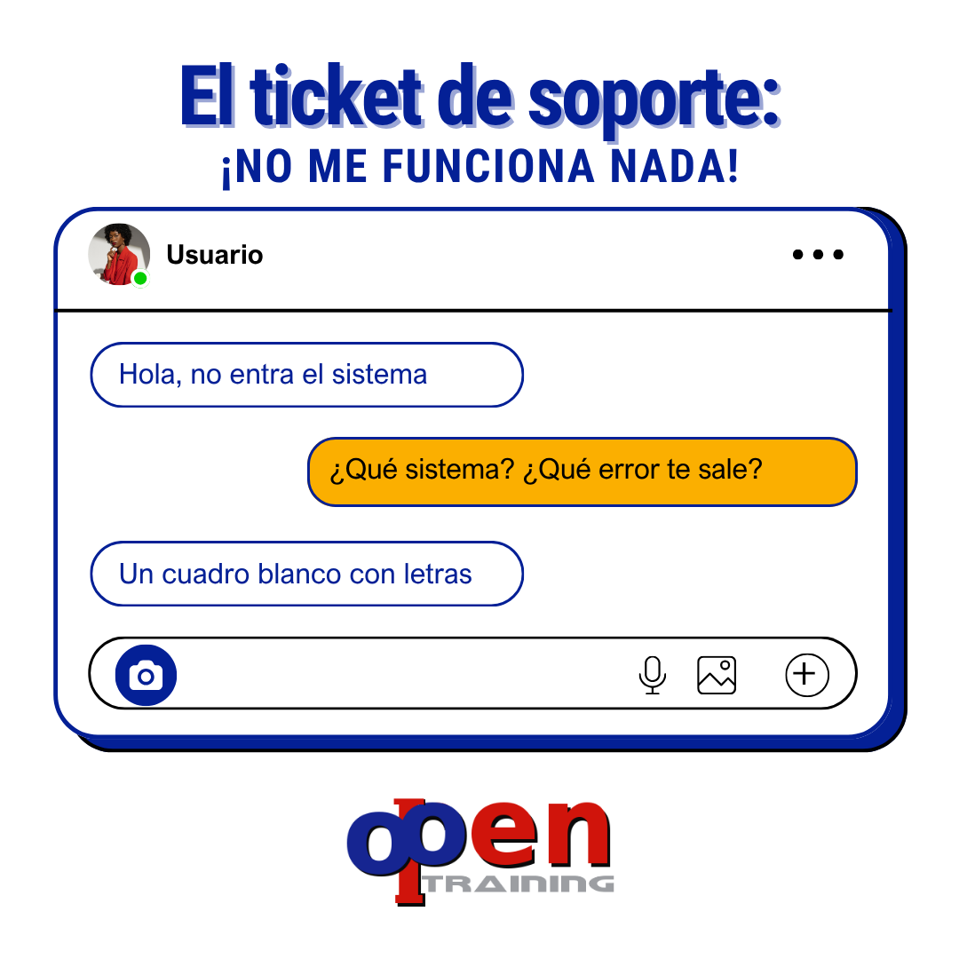 OpenTrainingGT's tweet photo. ¿Cuál es la descripción de error más vaga que has recibido? 🤔️

Fomenta una cultura corporativa de precisión en tus tickets y optimiza los tiempos de respuesta de IT. 💻

Escríbenos para conocer nuestro Catálogo de Capacitaciones Especializadas 2026. https://t.co/krKGCK16lQ