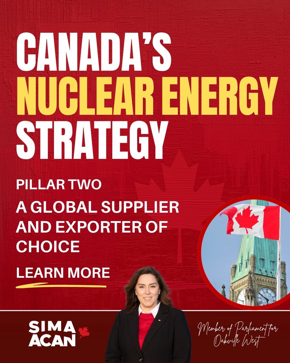 SimaAcan's tweet photo. Canada is ready to be the world’s nuclear supplier of choice.
By expanding CANDU into new markets and supporting Canadian expertise abroad, we are creating opportunities for workers, businesses and communities here at home.
#CANDUTechnologies #CANDU #Export #CanadaExport #CanadaNuclearEnergy #OakvilleWest