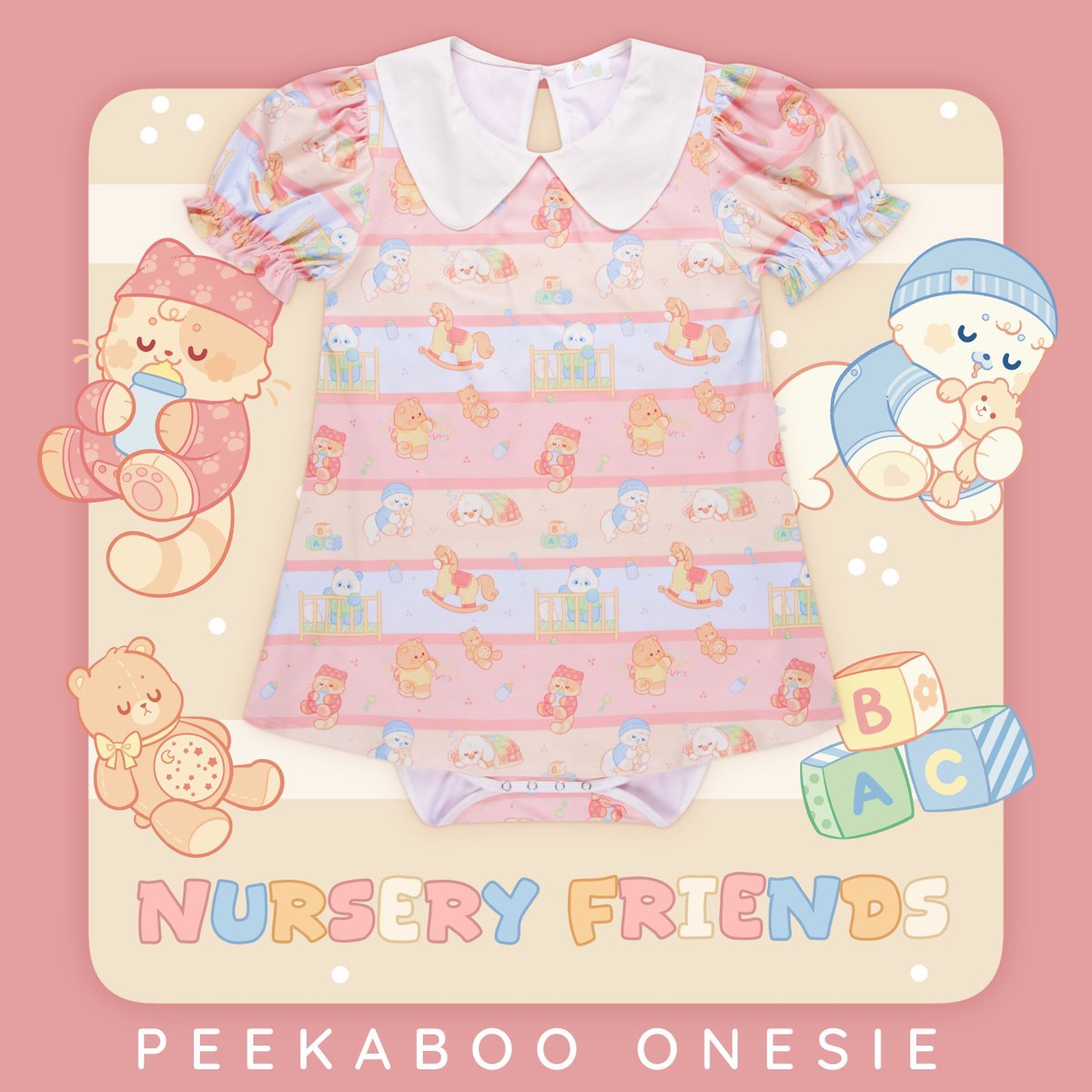 OnesieDownunder's tweet photo. AVAILABLE NOW:
🍼 Nursery Friends Peekaboo Onesie 🍼
🧸 Designed by: @minky_blanky 
🎠 Sizes Available: XS - 5XL
☁️ Material: 93% Polyester + 7% Spandex

It’s time for a playdate! Come and play at https://t.co/FSmljpvrQo 🎀

#onesiesdownunder https://t.co/ekN86n8tDy