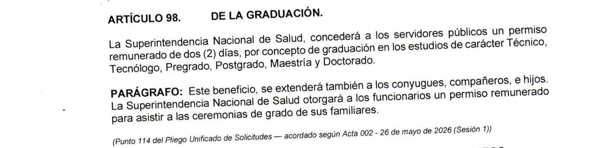 AForeroM's tweet photo. .@QuinteroCalle adelantó la Navidad en @Supersalud.

Firmó convención colectiva y da 1 día de permiso remunerado por el nacimiento de un sobrino, 2 por el grado propio o de un familiar, 1 por el cumpleaños y salida temprano el “día de la profesión”.

“Lo que nada cuesta…” https://t.co/yNLgB9dULy