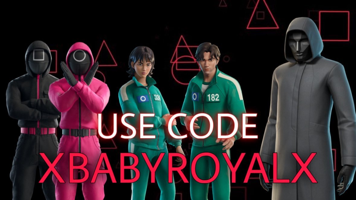 babyroyalszn's tweet photo. pls consider using code: xbabyroyalx in the fortnite item shop #epicpartner if you plan on purchasing anything (:

thank you @faeshines for the @squidgame sac banner https://t.co/FilaCsyTm2