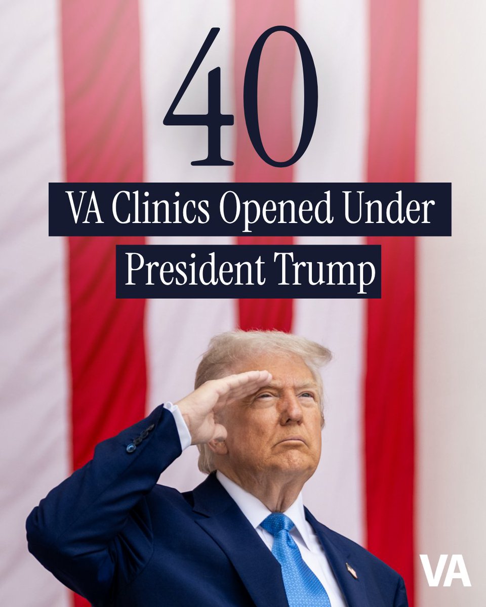 SecVetAffairs's tweet photo. Veterans First isn’t just a slogan- it’s action.
 
Opening 40 new VA clinics under @POTUS is one more way we’re delivering on that promise. 🇺🇸 https://t.co/xHWbfVMdCv