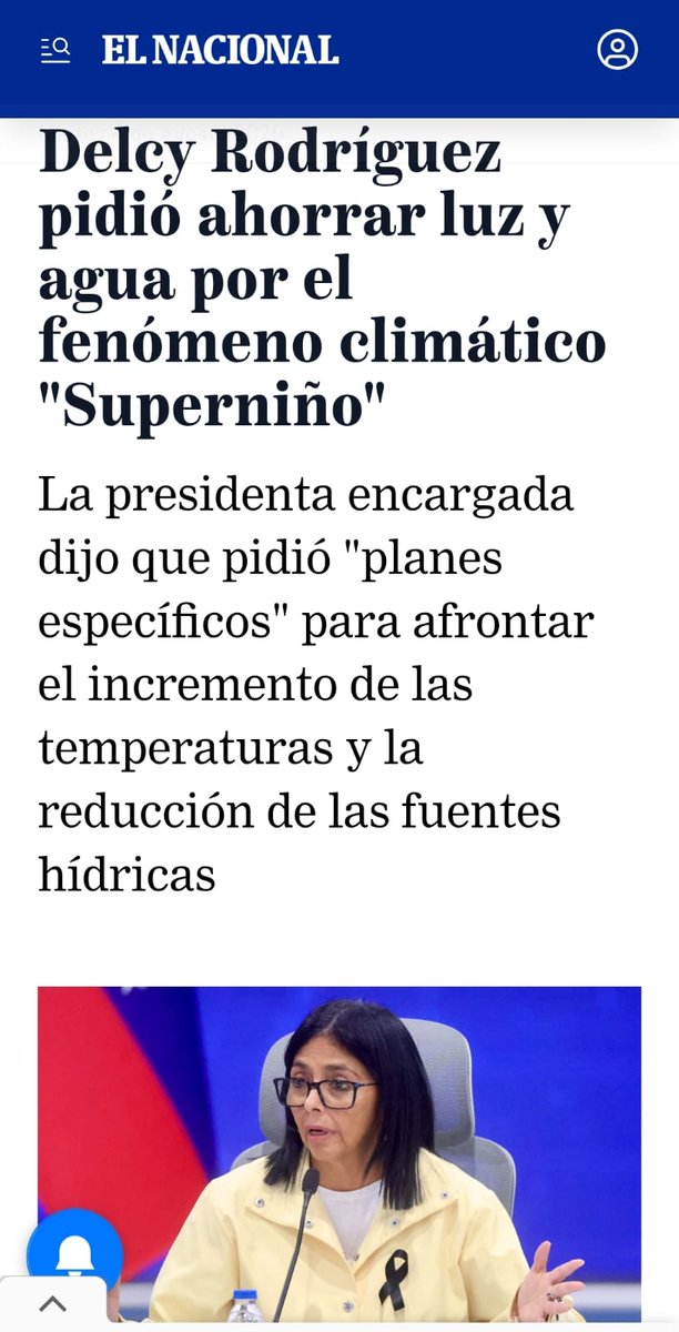 patriciajaniot's tweet photo. Venezuela no tiene crisis eléctrica por sequías, “sabotajes”, ni rayos solares.  Tiene un sistema que se viene cayendo a pedazos por décadas de mala gestión, corrupción descarada, falta de mantenimiento y un modelo estatista impuesto por el chavismo para nacionalizar casi todo y tener control político. 
Ahora tienen a Delcy Rodríguez, que ha sido parte de ese sistema, pidiéndo a la gente que ahorre luz y agua ante el fenómeno climático del "Superniño", como si la gente tuviera oportunidad de desperdiciar. 

El anuncio de un plan para sumar 4,800 megavatios (MW) al sistema eléctrico en lo que queda de año no es un gran aliciente. Lo harán de la mano de inversión extranjera estadounidense.  

Delcy Rodríguez parece olvidarlo, pero en Venezuela ya perdieron la paciencia en un barco que ayudó a llevar a la deriva.
