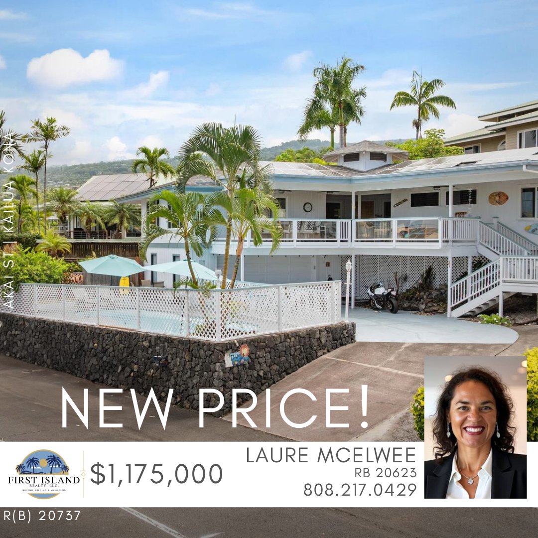 1stIslandRealty's tweet photo. Don't miss this beautiful home at it's great new price!
77-6491 Akai St, Kailua Kona, HI 96740

3 Bed | 2 bath | 1,980

Now offered at $1,175,000

See the full listing on our website @ https://t.co/xDESuK3mXt. 
Or call today for an in-person tour of the home! https://t.co/UwFQqp5Aci