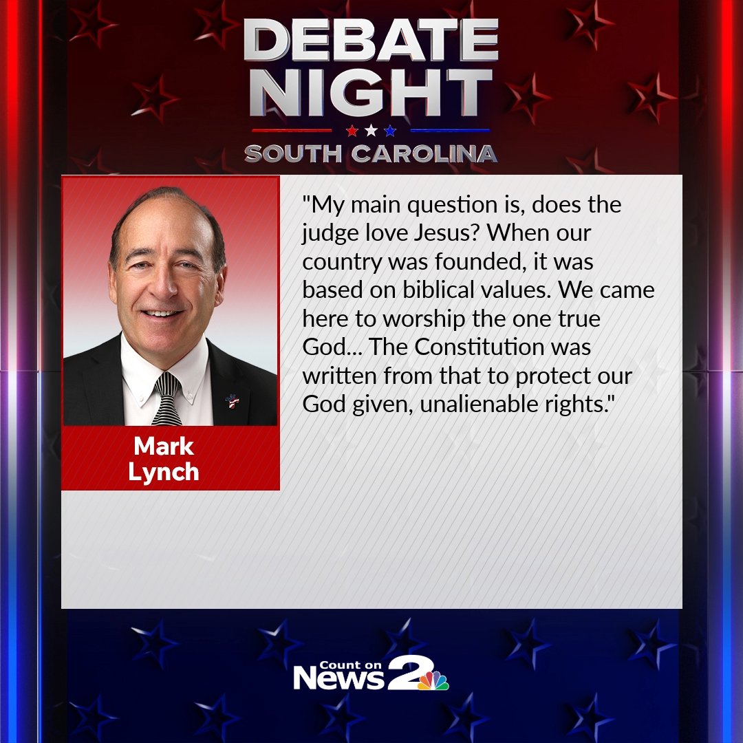 WSAV's tweet photo. Mark Lynch answers #SCSenDebate question "What is one question you'd like answered by a potential Supreme Court Justice nominee?"
MORE >> https://t.co/cKEzItklsl https://t.co/g54jEwoaf5