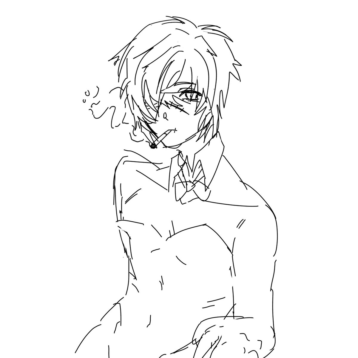 breasticle56471's tweet photo. my friend has been playing slow damage while i watch like a cuck for the past few days so i drew this while i watched (i was too lazy to look up a reference so hes definitely missing a lot of scars shhhh)

late bunny day towa ❤️ https://t.co/PuYWR5U3cN