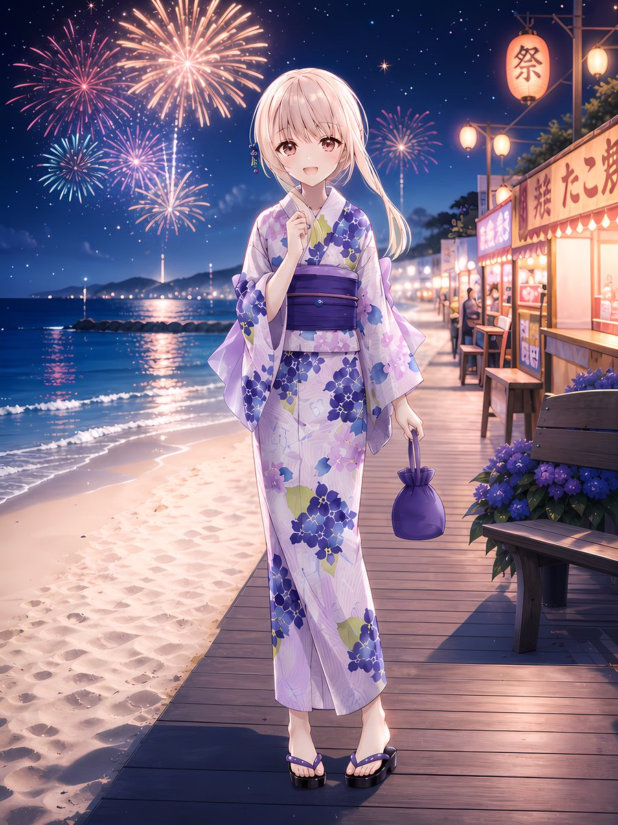 auras_dream's tweet photo. 【🎆夏夜に咲く天使の微笑み🌸】

『お隣の天使様にいつの間にか駄目人間にされていた件』より
椎名真昼（浴衣ver.）✨

夜祭りと花火大会をイメージして、
ファンアート3枚とフィギュア化アート1枚を制作しました🎨

提灯の灯りと夜空を彩る花火、
浴衣姿の真昼を楽しんでいただけたら嬉しいです🎇

皆さんは今回の4枚の中で、一番お気に入りはどれですか？😊

SFW anime-style AI fanart. No nudity, No suggestive intent, Healthy for all ages,

#お隣の天使様
#椎名真昼
#AIイラスト
#水着ファンアート