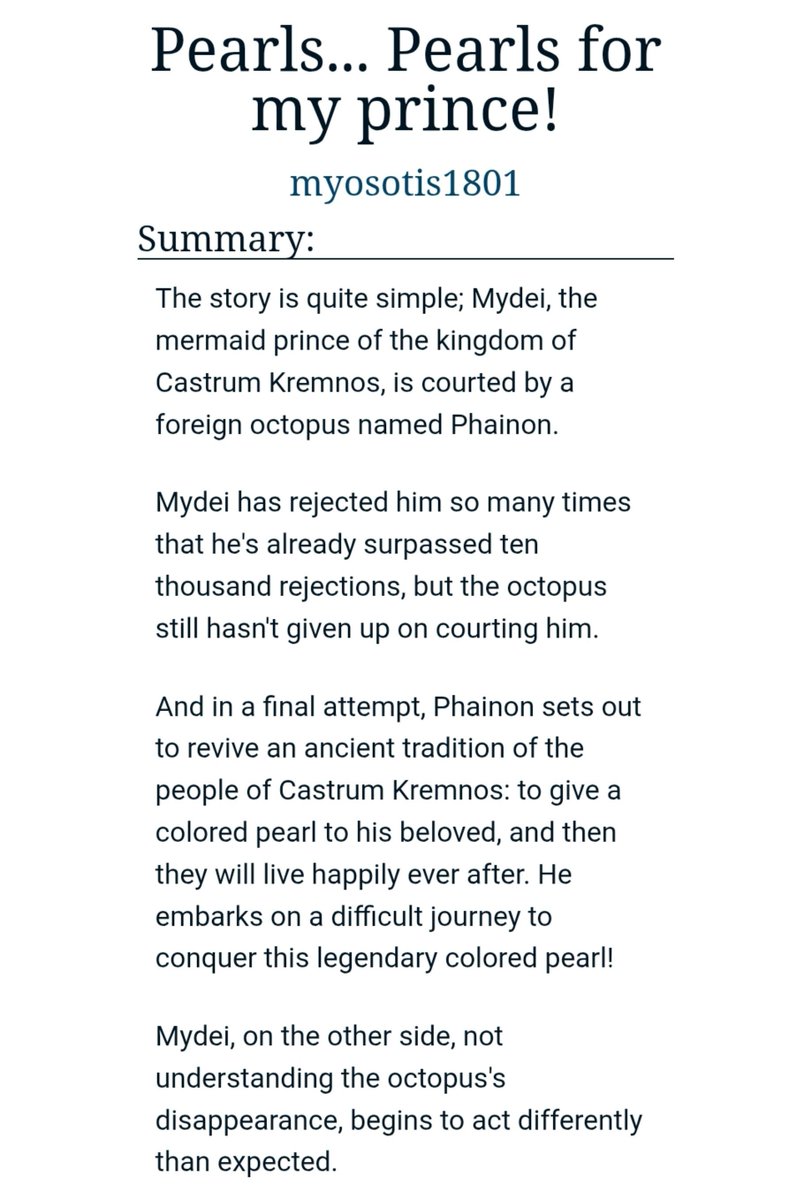 myosotis_1801's tweet photo. 🌊 Pearls... Pearls for my prince!

→  Octopus Phainon x Mermaid Mydei au!
→ Rated E with violence
→ 29k words
→ Oneshot

📜: https://t.co/UhiATypiLc https://t.co/GvLUwXuLbw