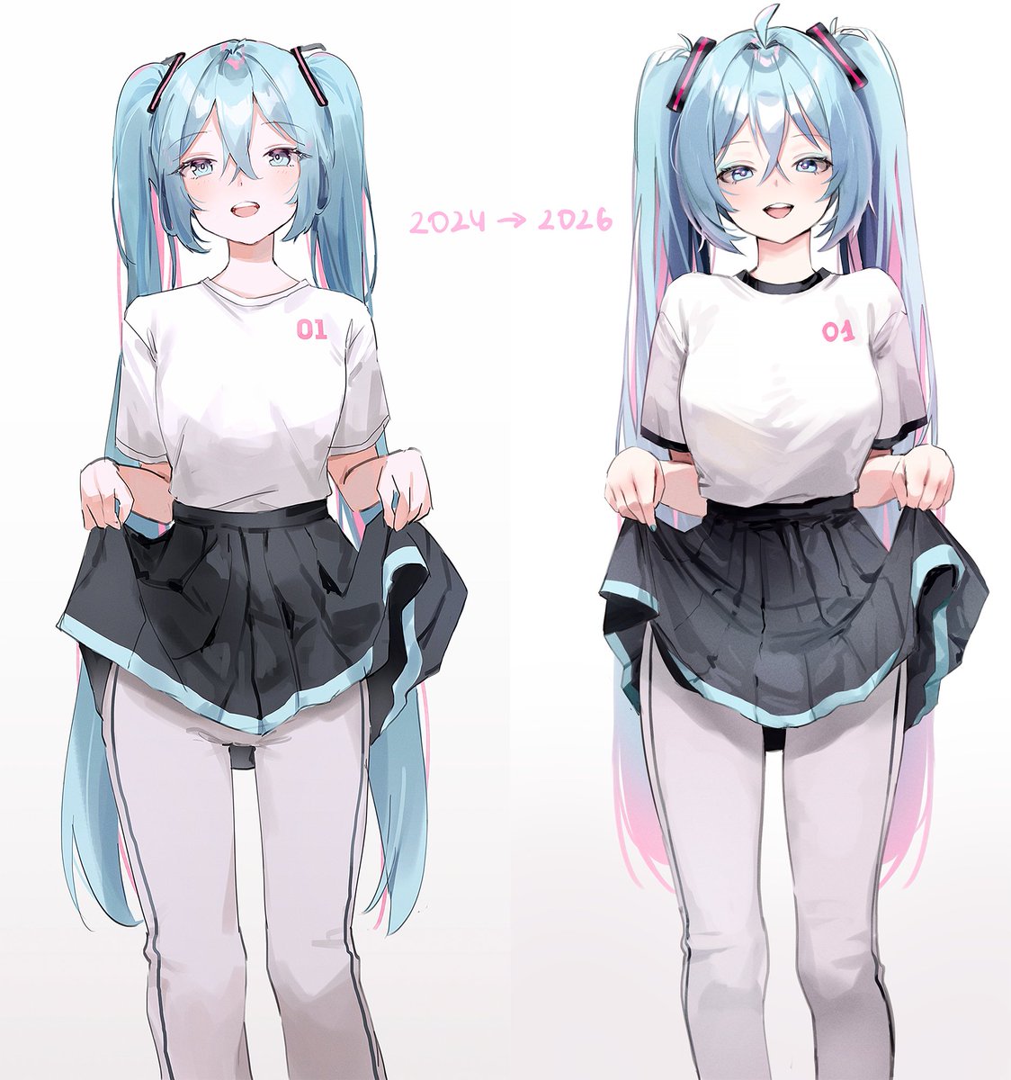 _nakony_'s tweet photo. A repaint of my 2024 work with Hatsune Miku / 初音ミク ♡ I like to go back to old works when I'm stuck on ideas (⸝⸝๑  ̫ ๑⸝⸝⸝) #初音ミク https://t.co/ZO922paGc0