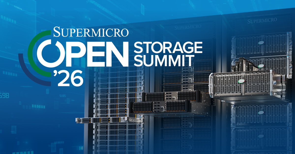 Supermicro's tweet photo. The future of AI starts with data. 
Discover what's next at the 7th annual Supermicro Open Storage Summit.