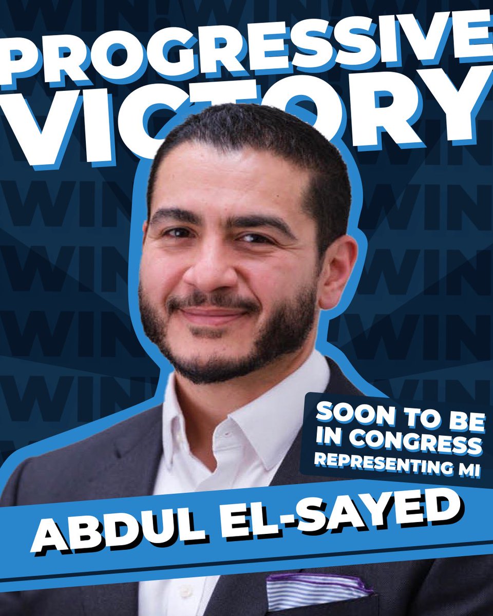 ProgressiveVic's tweet photo. 3% reporting and we have genuinely seen enough…. 

@AbdulElSayed will be Michigan’s Democratic nominee for Senate this November!!!! https://t.co/LNZrcbGlNX