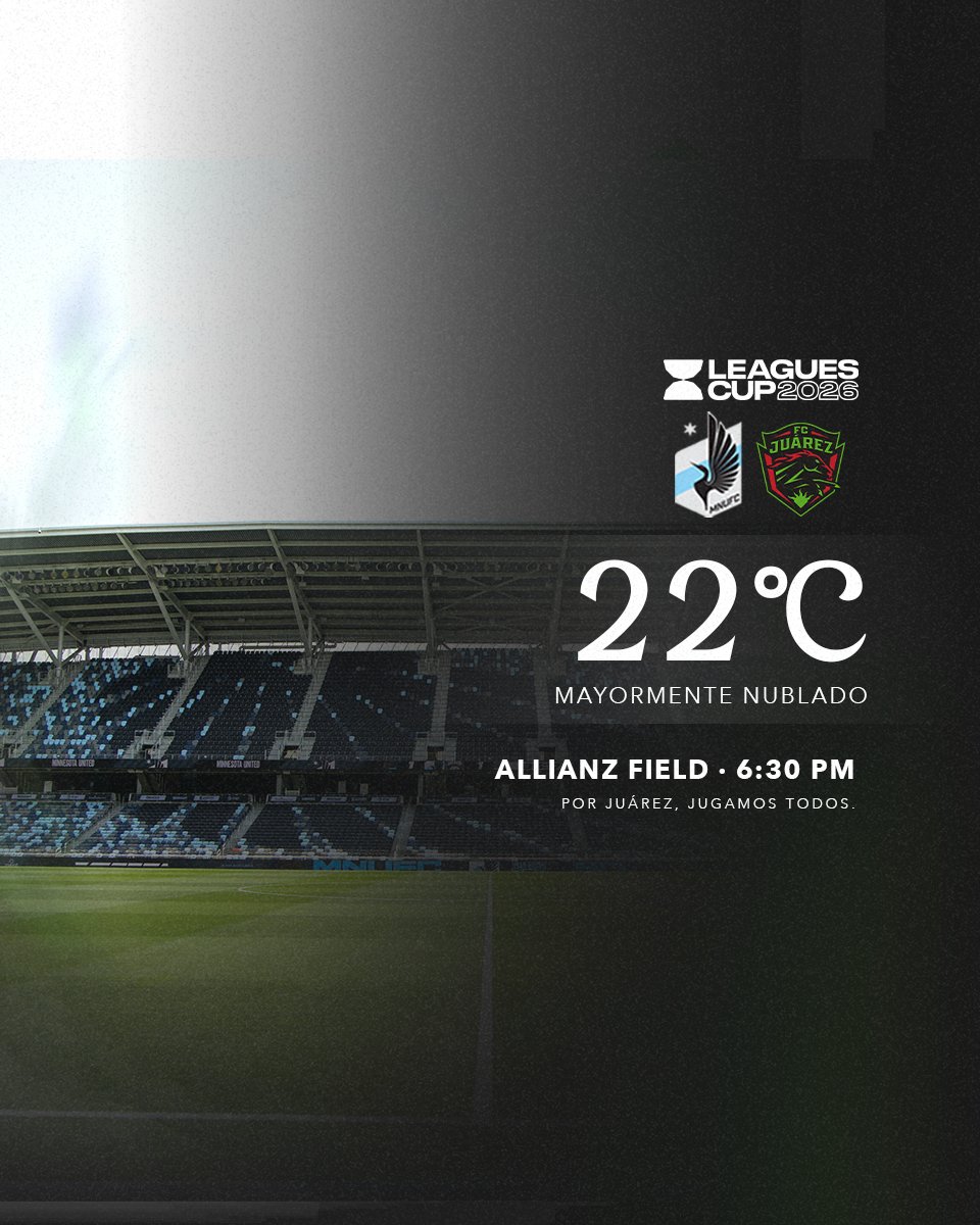 fcjuarezoficial's tweet photo. ☁️⚽️ | Clima listo, cancha impecable.
El Allianz Field nos recibe con un ambiente ideal para salir a buscar el triunfo 🐎 https://t.co/dRkxvhLUX2