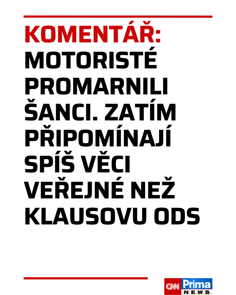 CNNPrima's tweet photo. „Od jmenování nové vlády uběhlo více než půl roku a zatím se nedá říct, že by Motoristé v koalici plnili roli pravicového jestřába, do něhož se stylizovali před volbami. Nyní sledujeme partu ublížených politiků, kteří raději vedou svatou válku proti prezidentovi a novinářům, než aby prezentovali své vlastní úspěchy. A místo hlídání Andreje Babiše (ANO) předvádějí až neuvěřitelnou servilitu vůči největšímu koaličnímu partnerovi. Ve vládě tak Motoristé zatím více připomínají Věci veřejné Radka Johna než ODS Václava Klause,“ píše v komentáři Marek Veselý. Článek ZDE: https://t.co/eQG5s9Tg7x