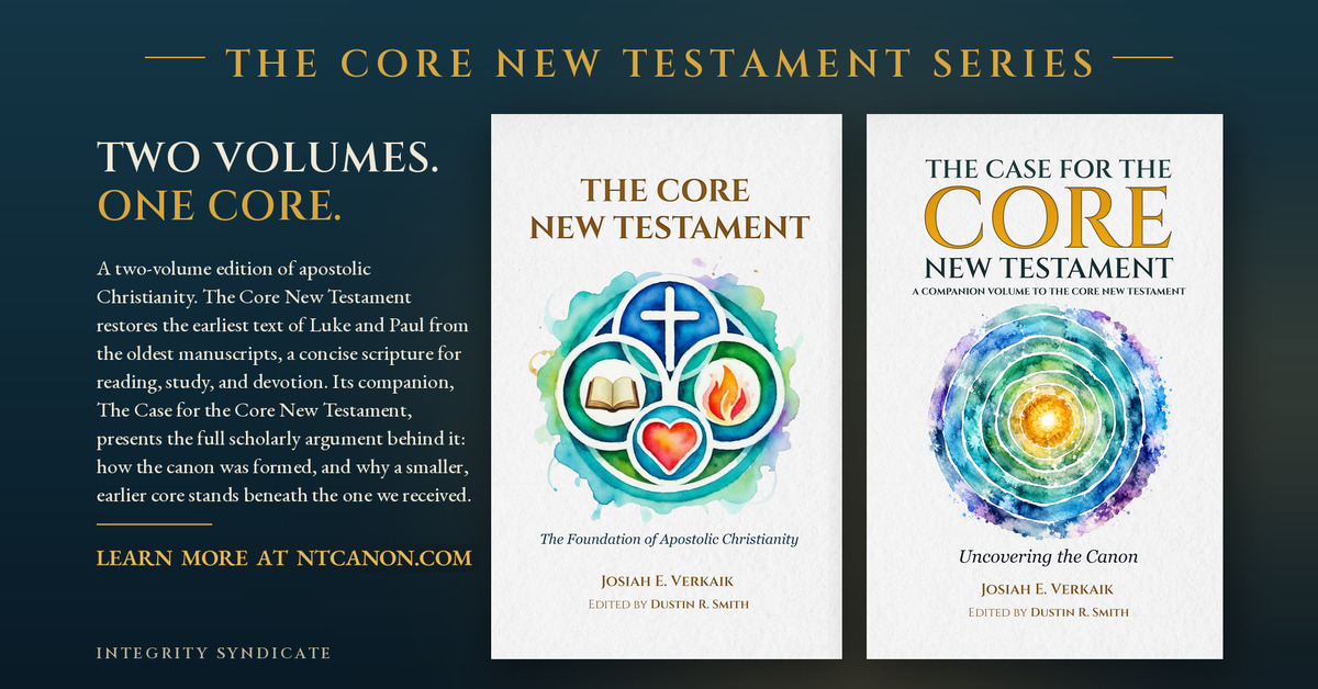 IntegritySy's tweet photo. This two-volume series challenges the traditional 27-book canon and makes the case for a smaller, more defensible core New Testament.