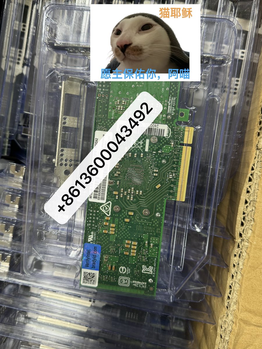 EuniceL631's tweet photo. NIC Offer
MCX4121A‑XCAT
MCX4121A‑ACAT
MCX4121A‑ACUT
MCX516A‑CCAT
MCX516A‑CDAT
MCX631102AN‑ADAT *100
MCX515A‑CCAT
MCX623106AN‑CDAT
MCX653106A‑ECAT *100
MCX653106A‑HDAT
MCX653105A‑HDAT
MCX75310AAS‑NEAT
MCX75343AMS‑NEAC
MCX755106AS‑HEAT
#nic #network #networkadapter #mellanox https://t.co/Z8vxUhqvEd