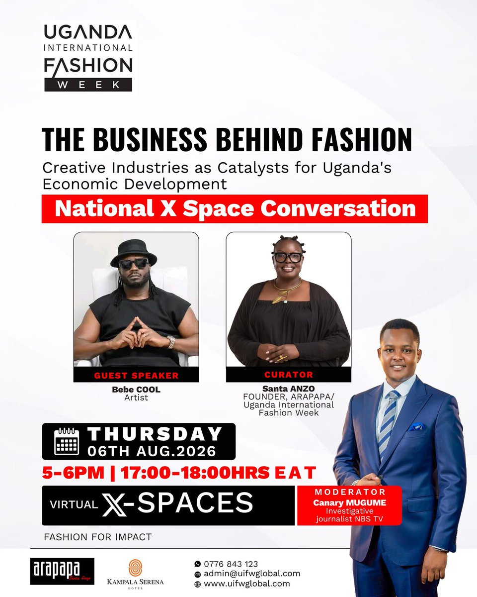 BebeCoolUG's tweet photo. Come join me on 6th August 2026, at 5:00PM LIVE on X-Spaces (formerly Twitter) as we discuss how the Creative Industry can drive jobs, enterprise, tourism, investment and national transformation. https://t.co/2SOC71lyHy