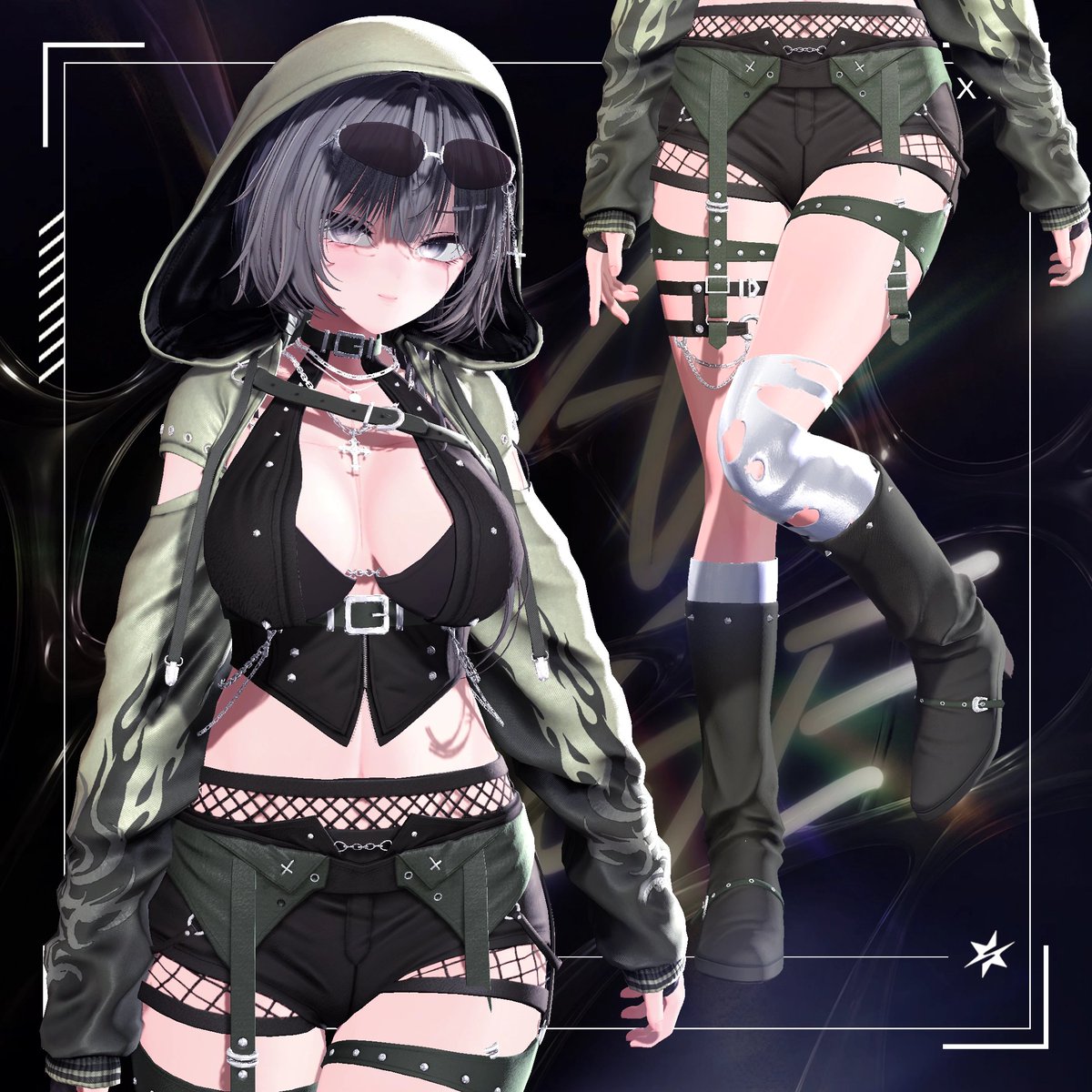 yumeya_atelier's tweet photo. 🎉 発売記念セール開催中!! 🎉
【BAD HOOD】19アバター対応

🔥 発売記念セールは期間限定！
この機会にぜひお迎えください❣️

🖤 Full Set
2,990円 → 2,150円（840円OFF!）

🤍 Single Set
1,490円 → 1,100円（390円OFF!）

🌿 カーキカラーで、いつものアバターに新しい個性を。

ミリタリー感を感じるカーキとブラックの組み合わせが、
ワイルドさと色気を兼ね備えた
クールなストリートムードを演出。🖤

🎧 配信でいつもと違う雰囲気を出したい方
📸 撮影で印象に残るスタイルを探している方
🌿 カーキ・ミリタリー系のファッションが好きな方

ぜひBAD HOODで、
新しいアバター表現を楽しんでください。💕

👉 https://t.co/3TFxkHnvq9
-