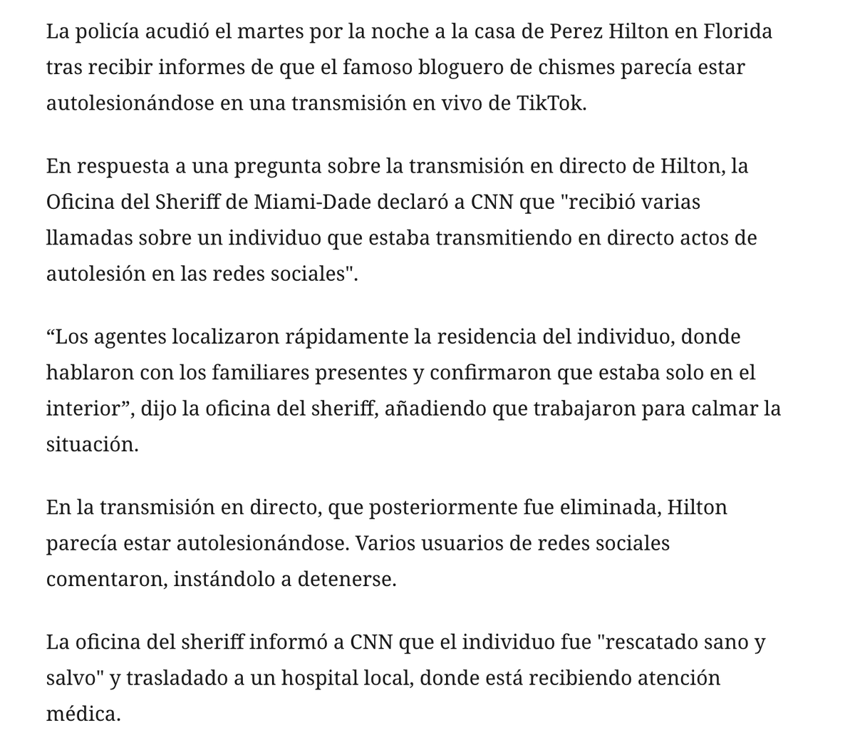 eeemiliano's tweet photo. La policía tuvo que rescatar a Pérez Hilton después de que las autoridades recibieran reportes de que se estaba autolesionando con una cuchilla en un vivo de TikTok con más de 5 mil espectadores. https://t.co/uWjEFBDweV