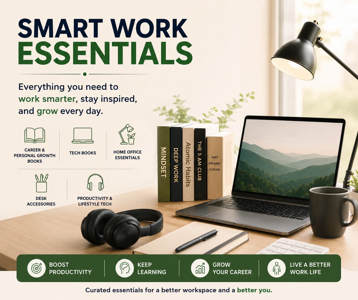 meenak149's tweet photo. Workspace = Success. Smart Work Essentials: home office gear, desk accessories, tech & growth books. Work comfy. Learn daily. Grow steady.
Link- https://t.co/BorFKou5YV
#SmartWork #Productivity #TechBooks #PersonalDevelopment https://t.co/sC5A4XWCEW